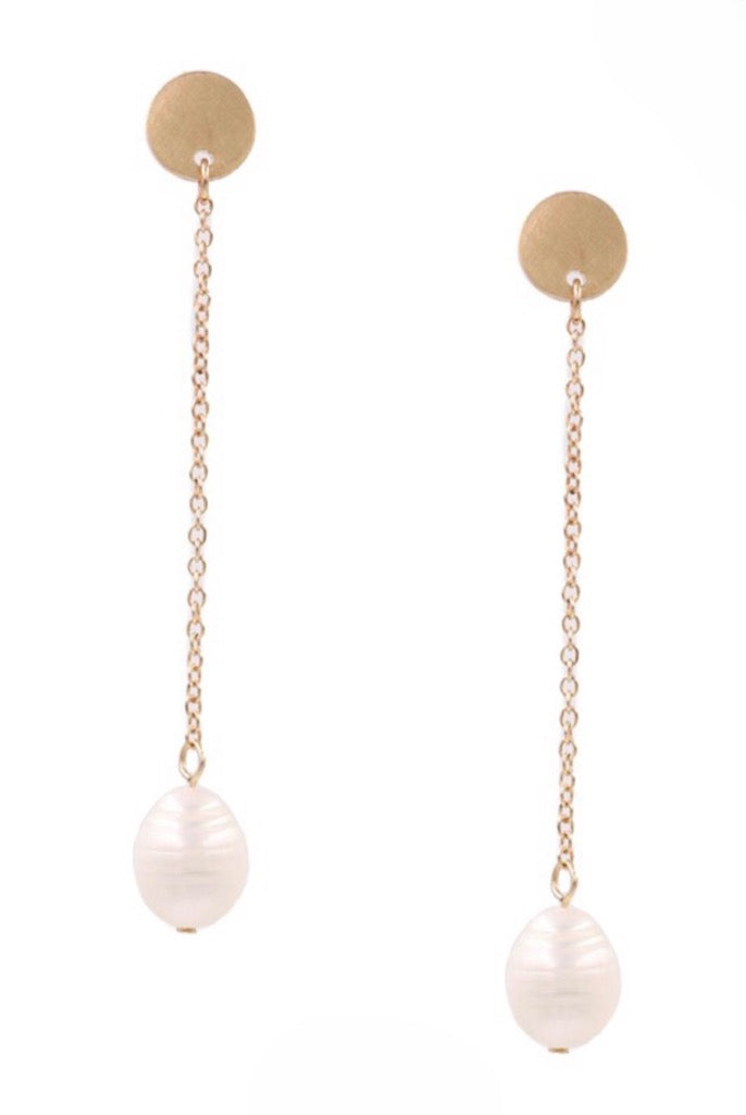 Gold Pearl Tassel Earrings; Women Earings